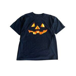 Vintage 2000’s Halloween Jack O' Lantern Pumpkin Graphic T-Shirt - Black